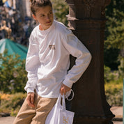 BOUTIQUE L/S TEE WHITE & BROWN（ブティックロングスリーブTシャツホワイト＆ブラウン）｜ONLINE BOUTIQUE（オンラインブティック）