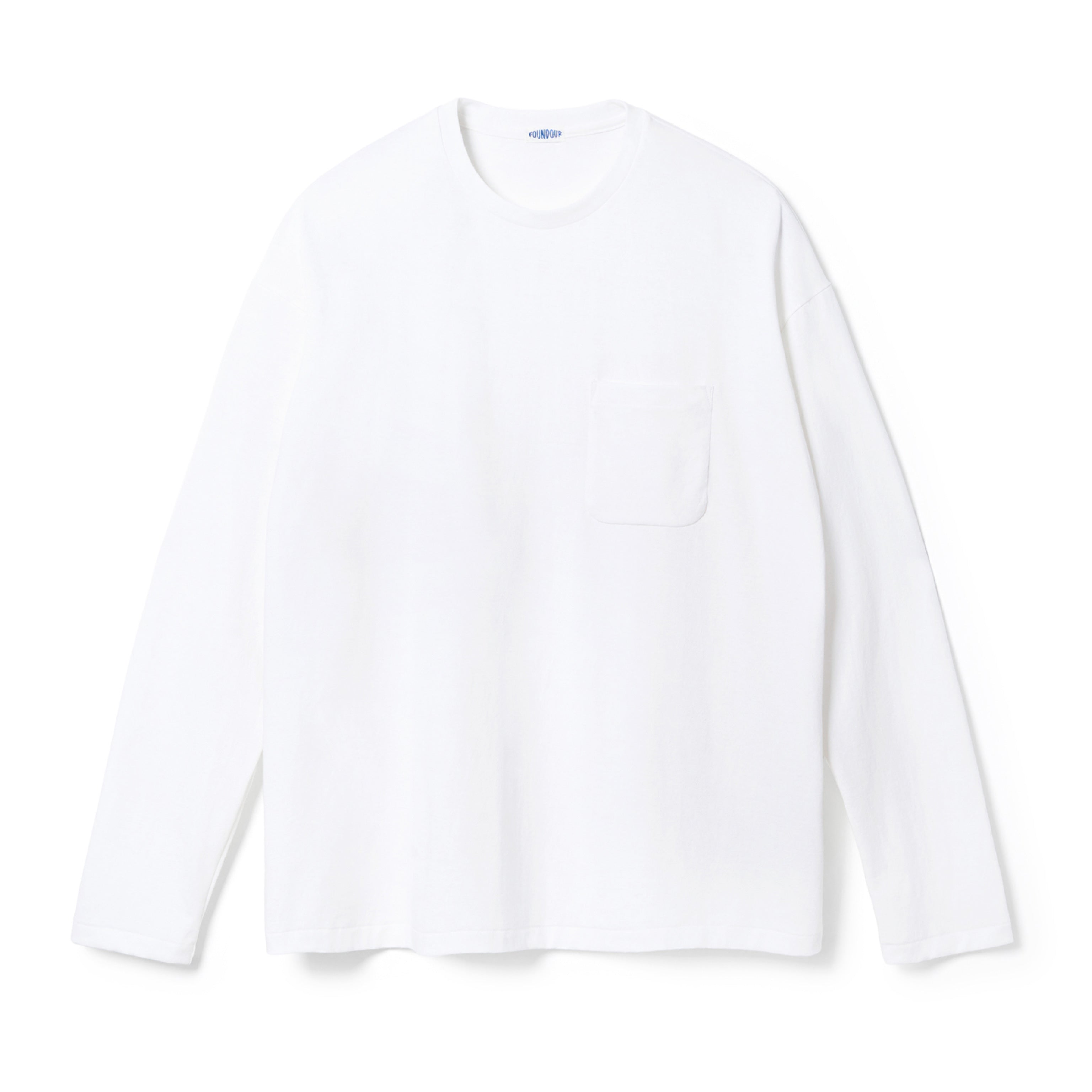 FOUNDOUR COTTON LONG SLEEVE POCKET TEE WHITE（ファウンダコットンロングスリーブポケットロングスリーブTシャツホワイト）｜ONLINE BOUTIQUE（オンラインブティック）