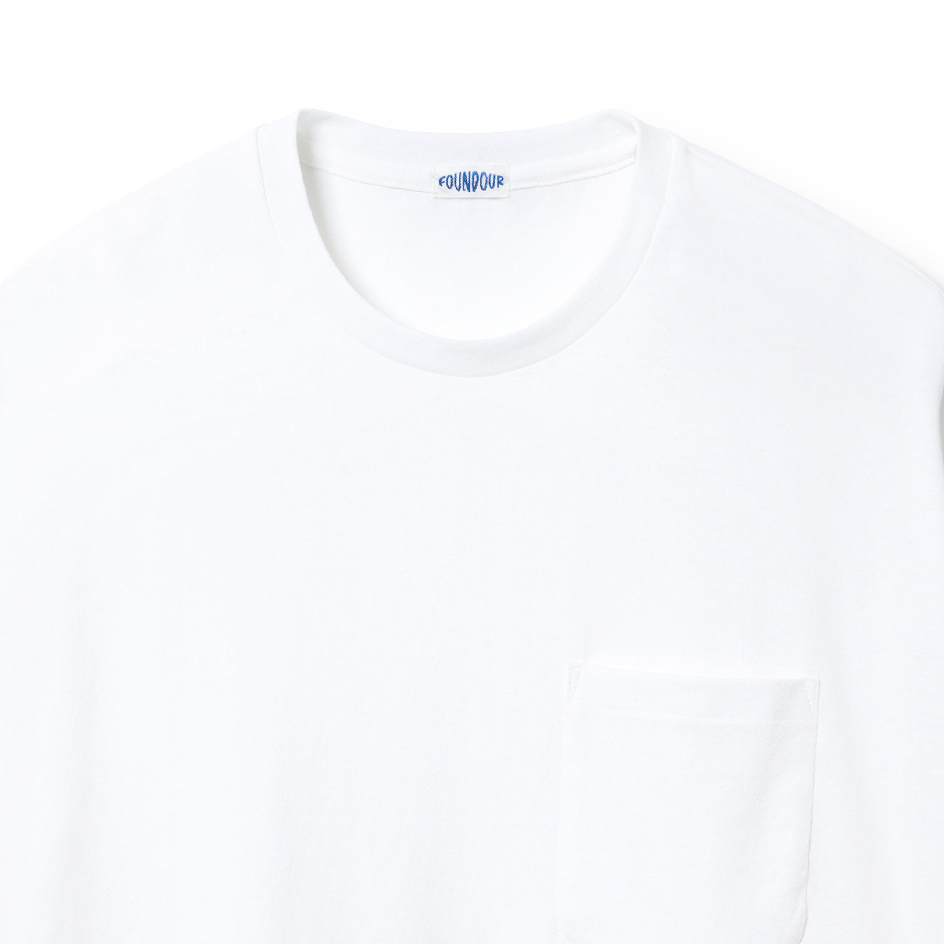 FOUNDOUR COTTON LONG SLEEVE POCKET TEE WHITE（ファウンダコットン