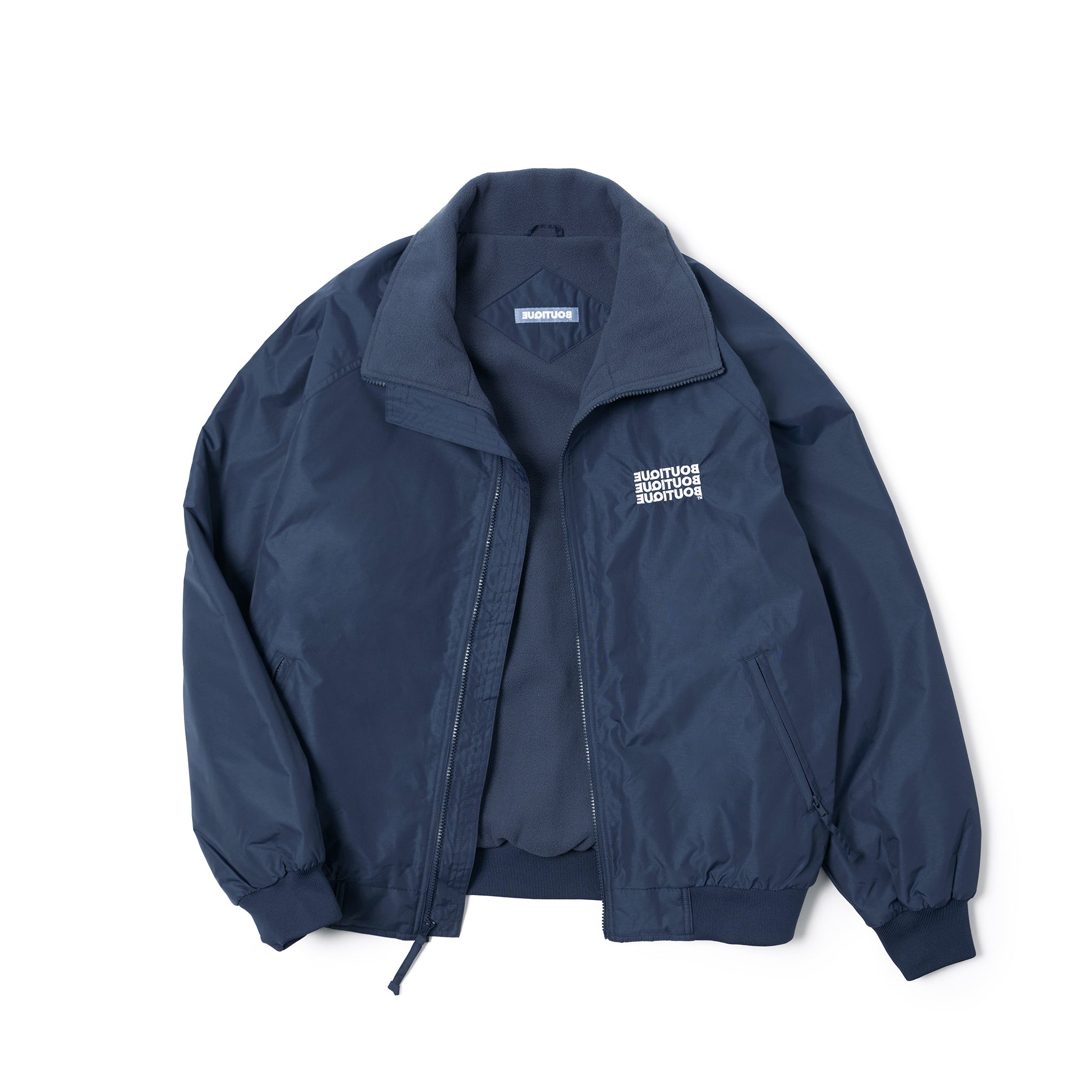 BOUTIQUE NYLON × FLEECE STAND COLLAR NAVY（ブティックナイロン×フリーススタンドカラージャケットネイビー）｜ONLINE BOUTIQUE（オンラインブティック）